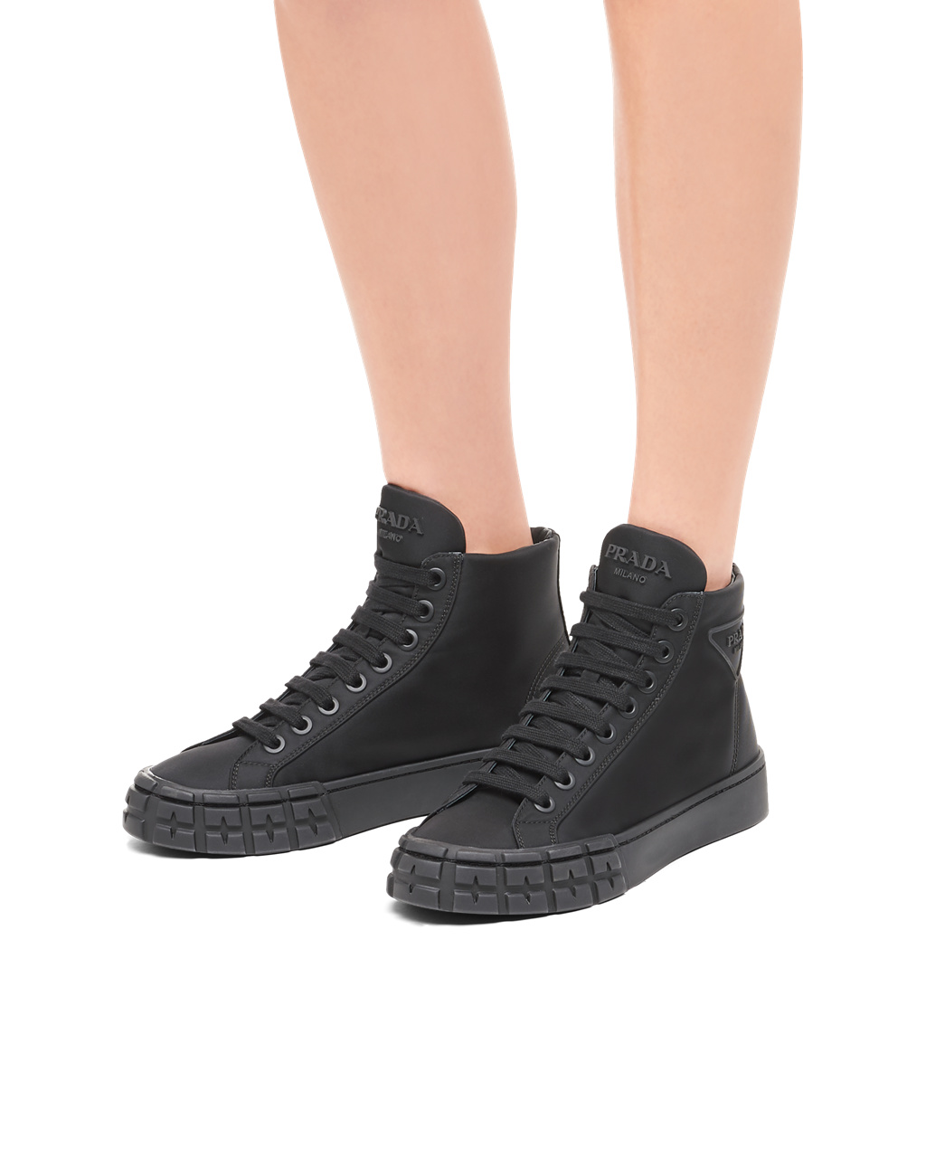 Prada Wheel Re-nylon Gabardine Sneakers Black | 8796GABDP