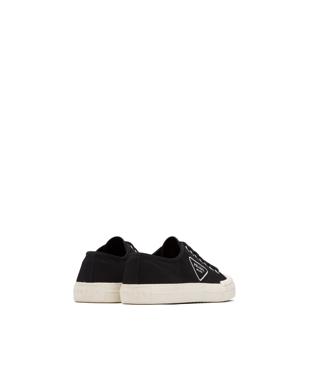 Prada Wheel Vulcanizzato Technical Fabric Sneakers Black / Ivory | 1789TOZXU