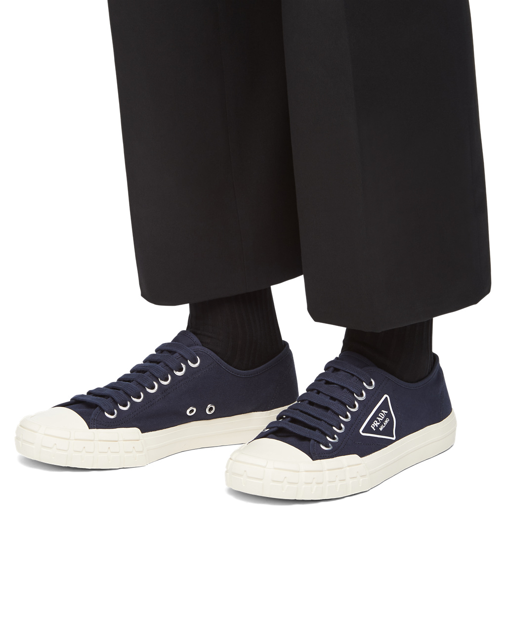 Prada Wheel Vulcanizzato Technical Fabric Sneakers Baltic Blue | 3075UQJZR