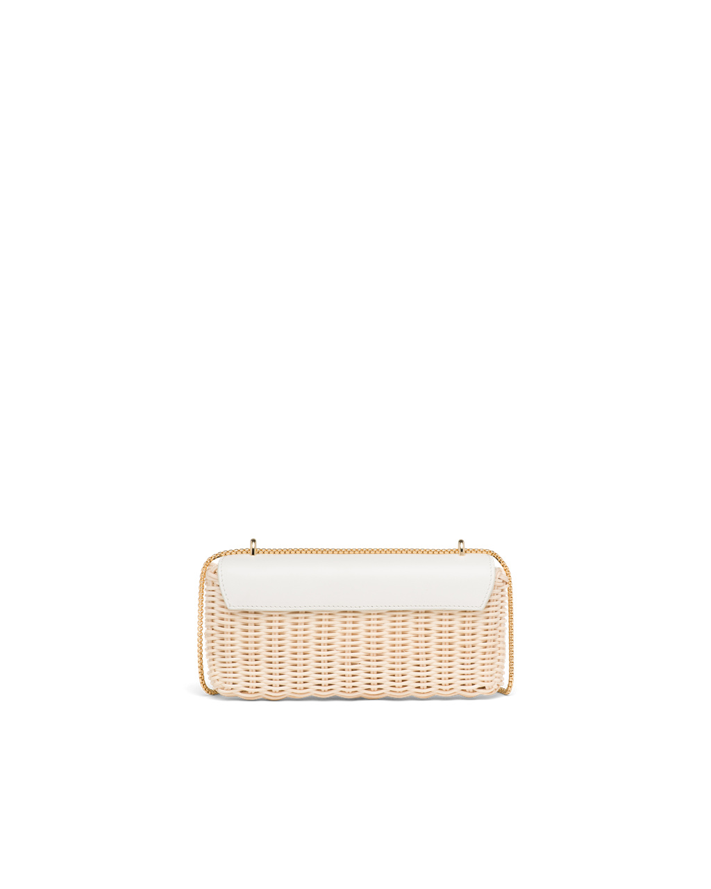 Prada Wicker And Leather Mini-pouch Tan / White | 1086QPYWF