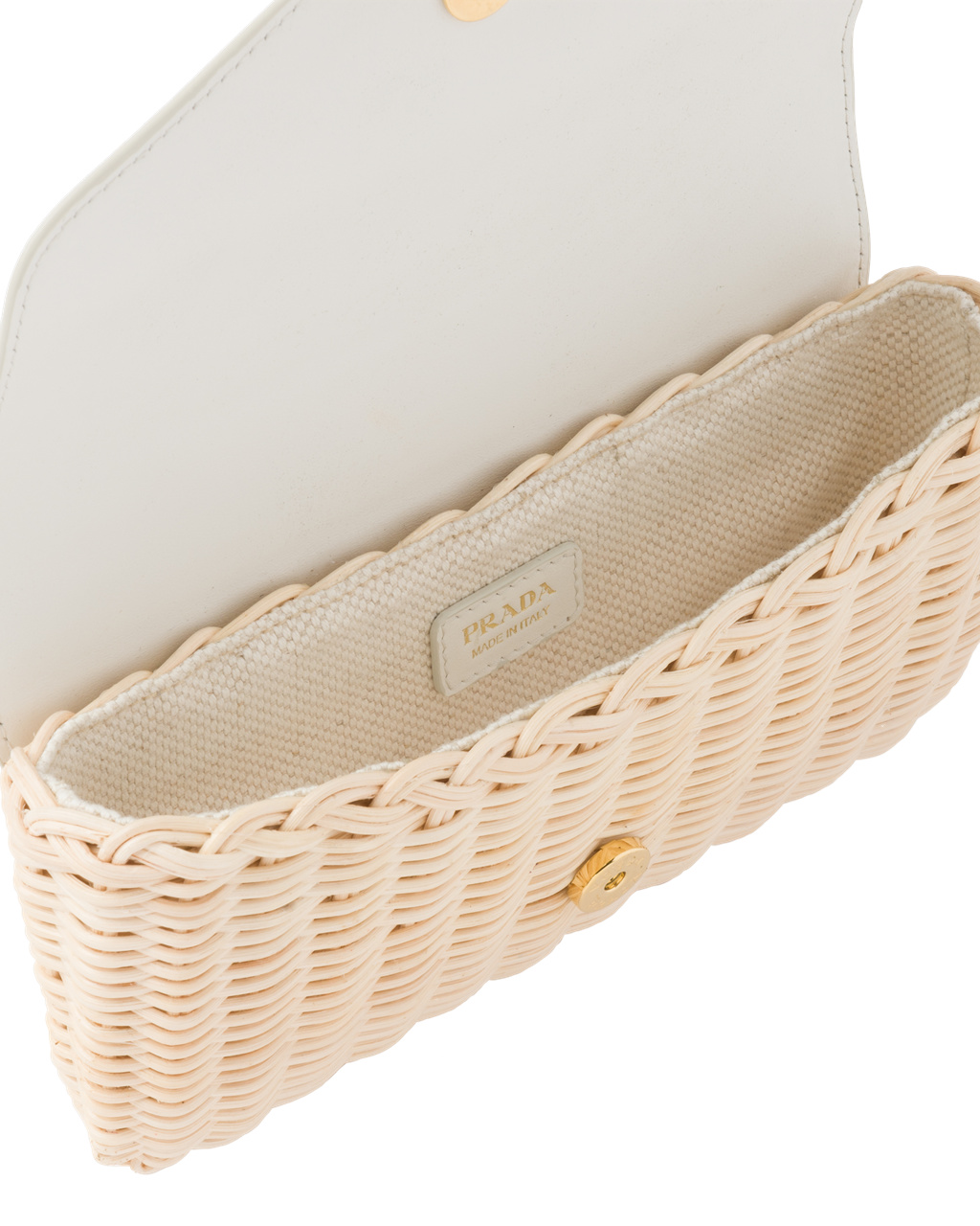 Prada Wicker And Leather Mini-pouch Tan / White | 1086QPYWF