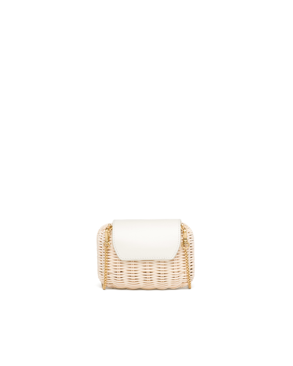 Prada Wicker And Leather Mini-pouch Tan / White | 4570HKUCS