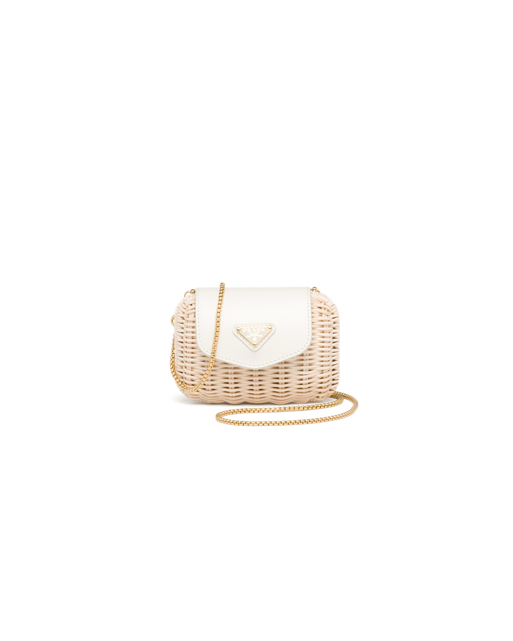 Prada Wicker And Leather Mini-pouch Tan / White | 4570HKUCS