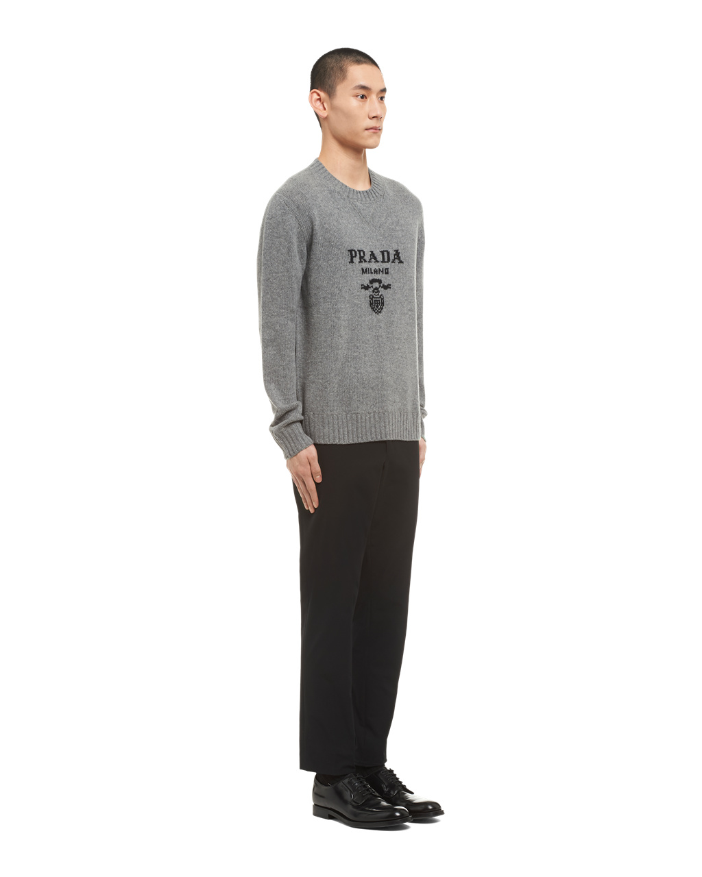 Prada Wool And Cashmere Crew-neck Sweater Grey | 0417RWCPZ