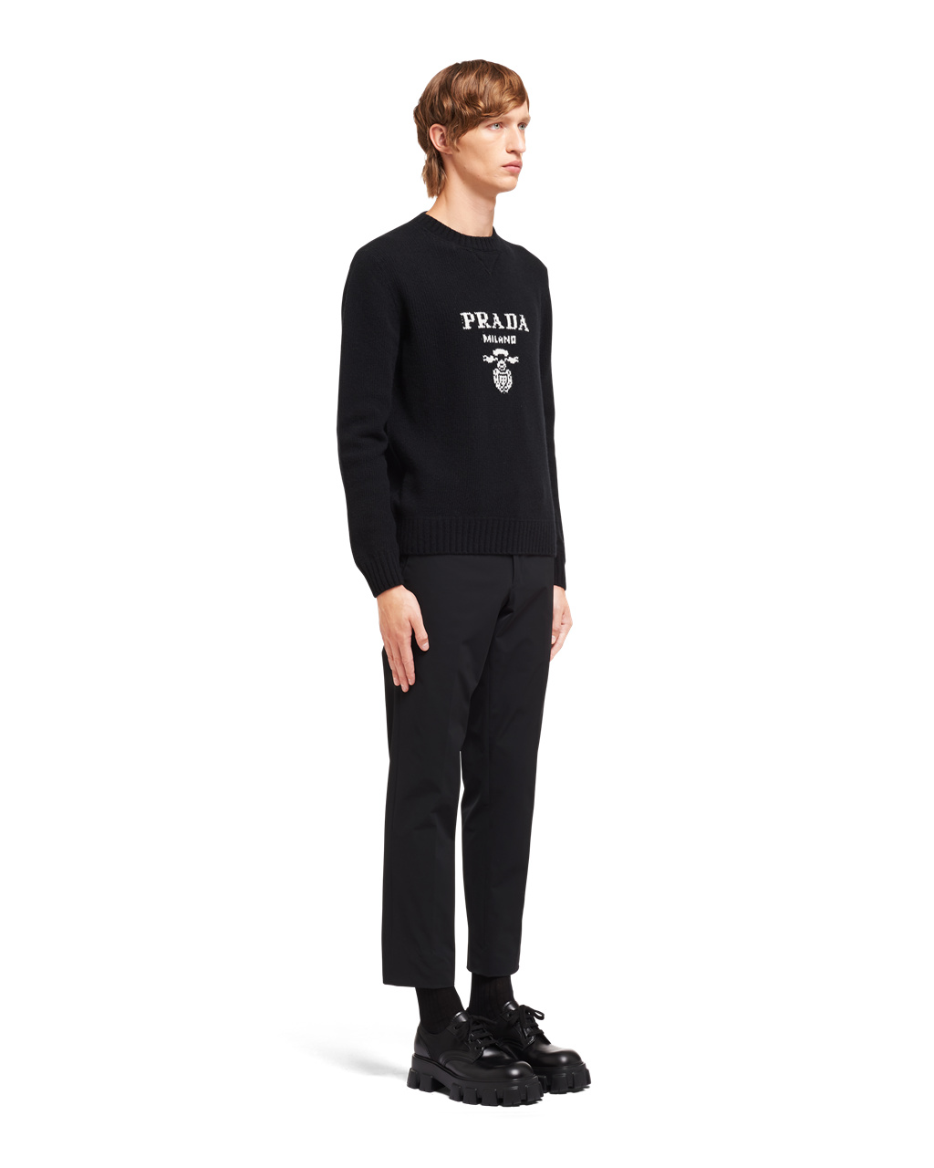 Prada Wool And Cashmere Crew-neck Sweater Black | 9534OZCMR