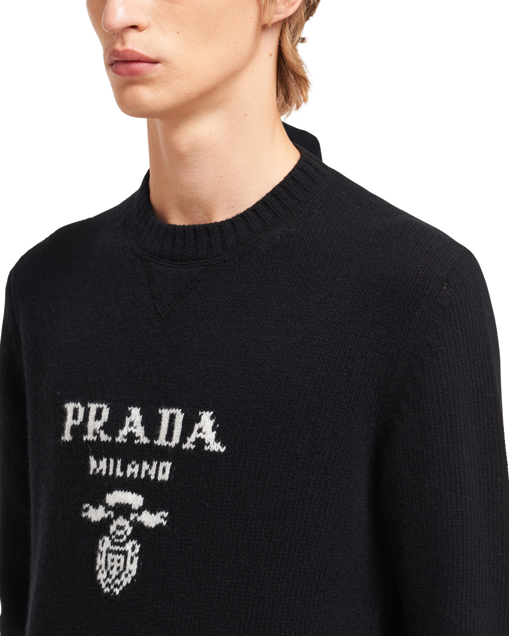 Prada Wool And Cashmere Crew-neck Sweater Black | 9534OZCMR