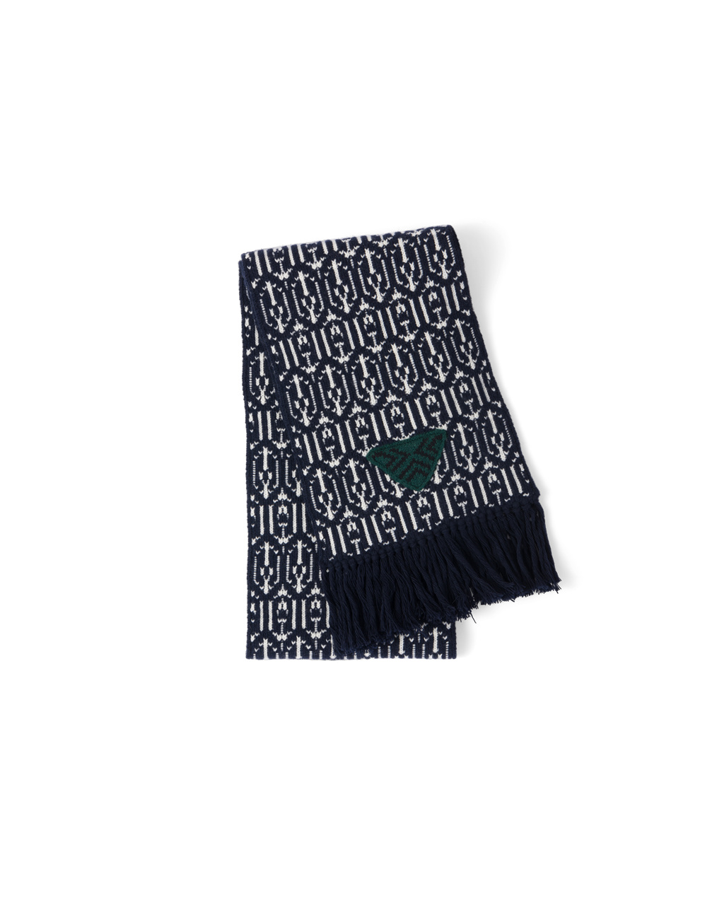 Prada Wool And Cashmere Jacquard Scarf Navy | 0583GRHWS