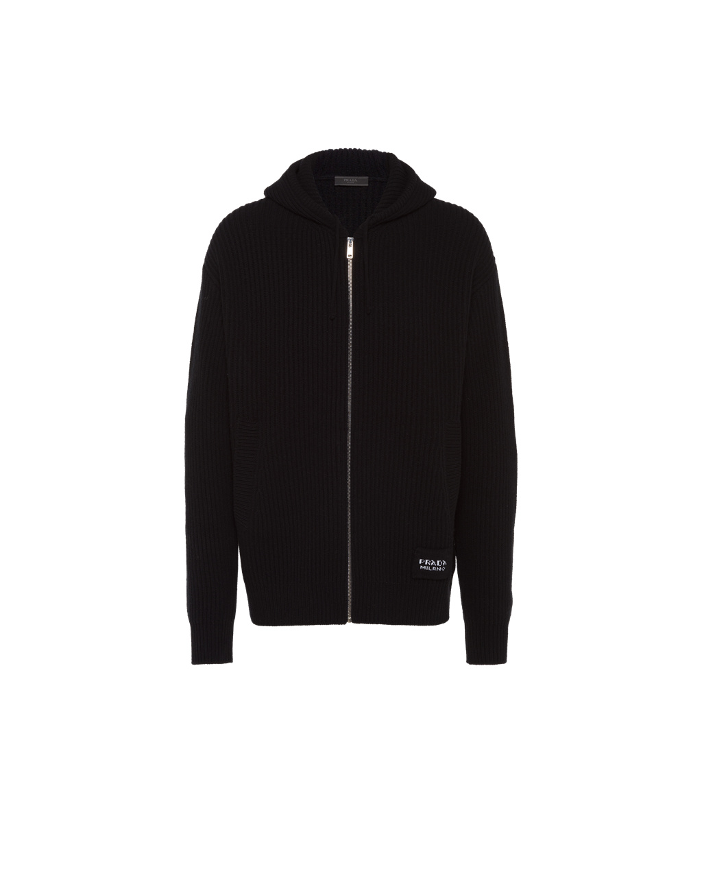 Prada Wool And Cashmere Knit Hoodie Black | 1462HAMXF