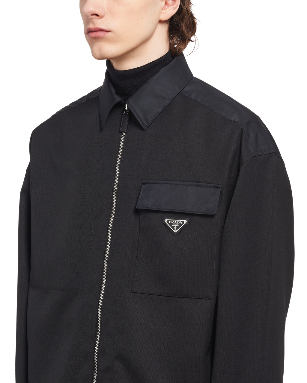 Prada Wool And Re-nylon Shirt Black | 4591MIZAK