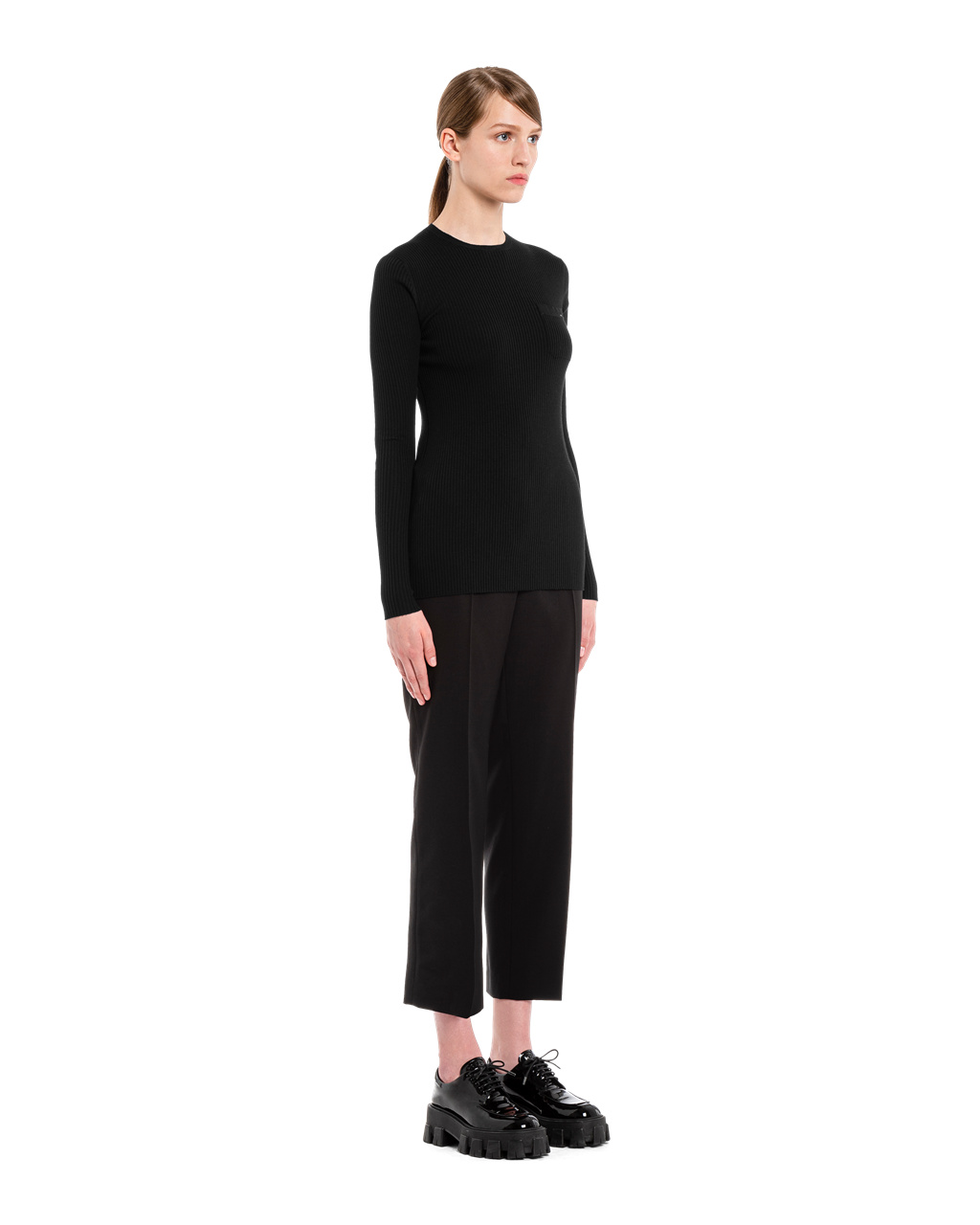 Prada Wool And Silk Crew-neck Sweater Black | 3951EGYXA