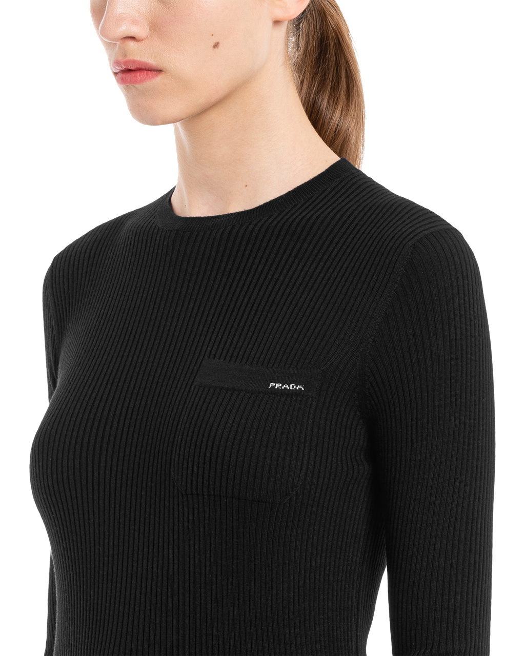 Prada Wool And Silk Crew-neck Sweater Black | 3951EGYXA