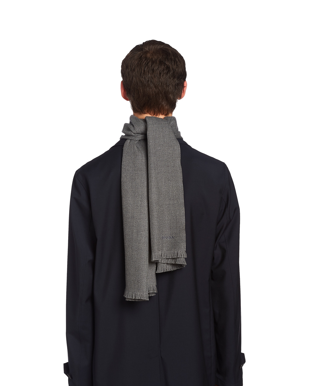 Prada Wool Twill Scarf Slate Gray | 5039PDCEJ