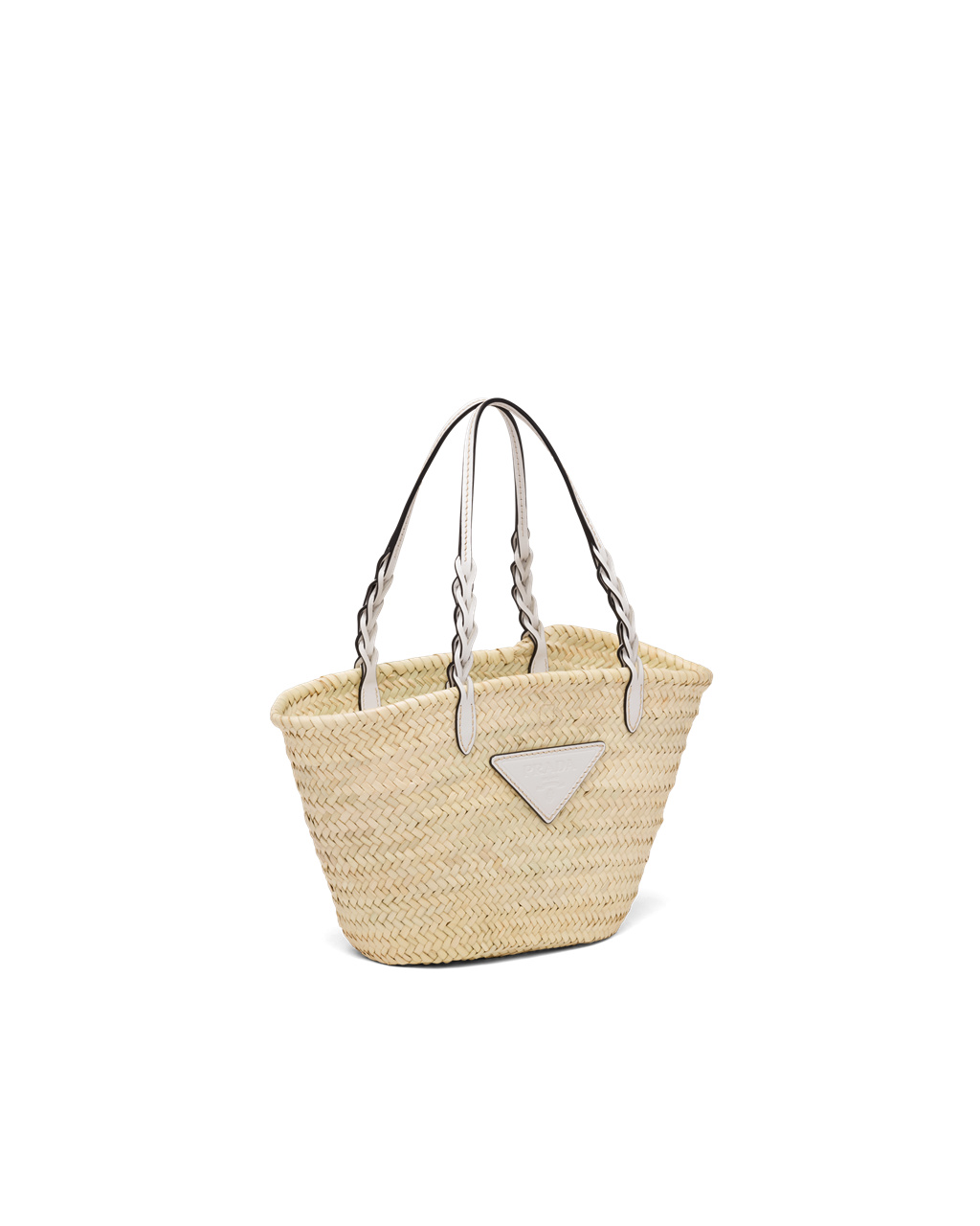 Prada Woven Palm And Leather Tote Tan / White | 7598GMZTQ