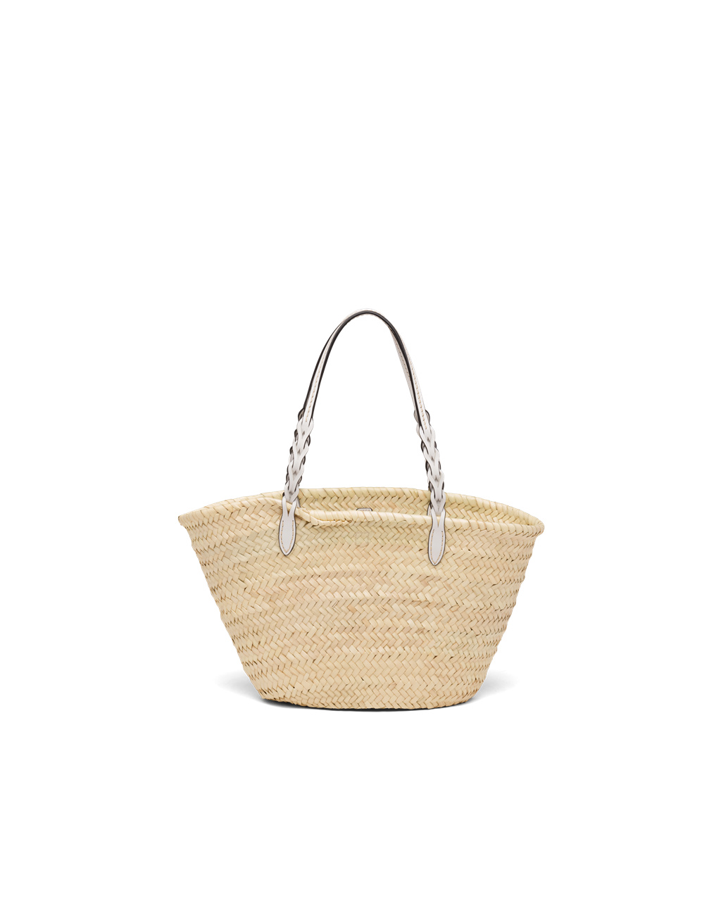 Prada Woven Palm And Leather Tote Tan / White | 7598GMZTQ