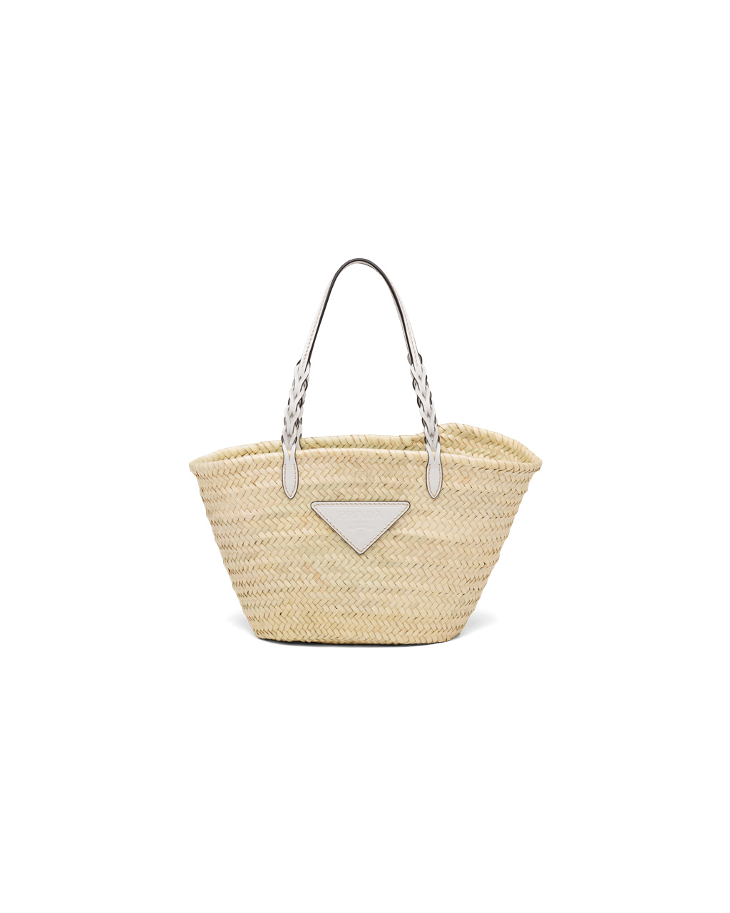 Prada Woven Palm And Leather Tote Tan / White | 7598GMZTQ