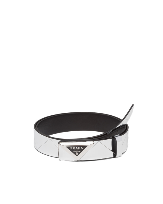 Prada Brushed Leather Belt Silver | 8201YKOIX