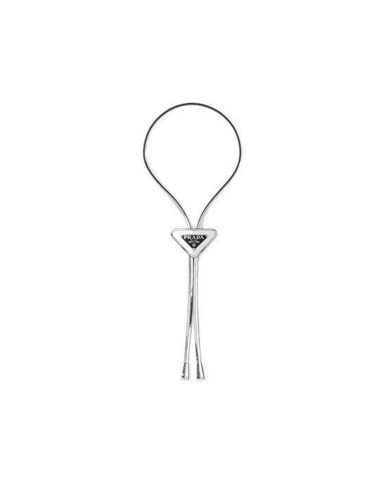 Prada Brushed Leather Bolo Tie Silver | 9760KUEYP