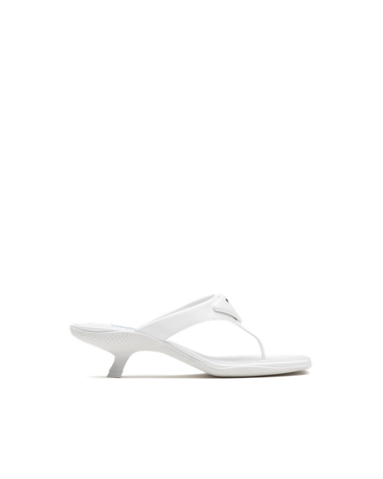 Prada Brushed Leather High-heeled Thong Sandals White | 4937NYMWH