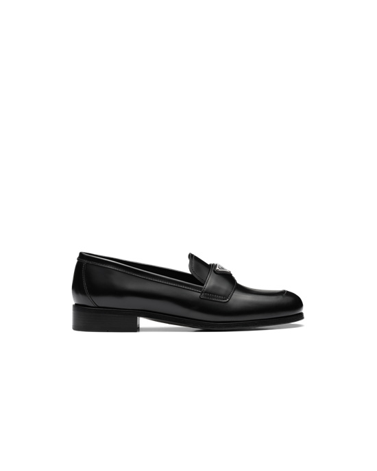 Prada Brushed Leather Loafers Black | 8509UNTOS