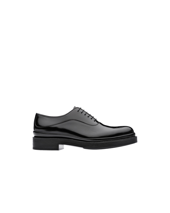 Prada Brushed Leather Oxford Shoes Black | 5241SVFML