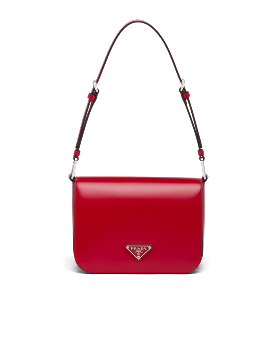 Prada Brushed Leather Shoulder Bag Scarlet | 2318GVJSQ