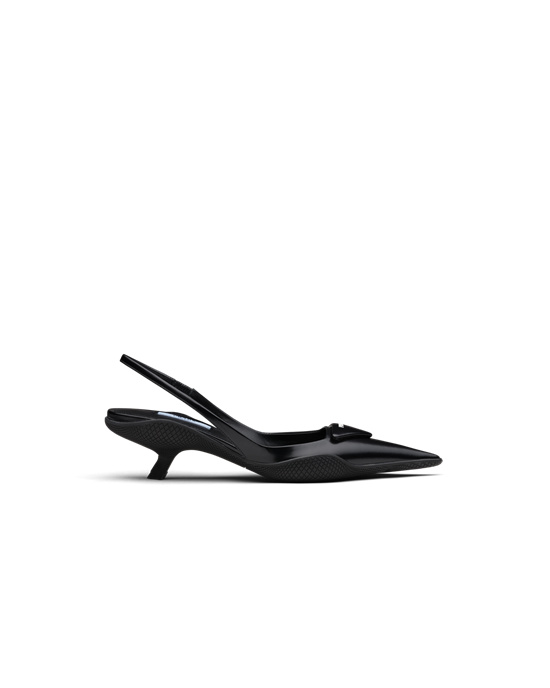 Prada Brushed Leather Slingback Pumps Black | 3645LBFDT