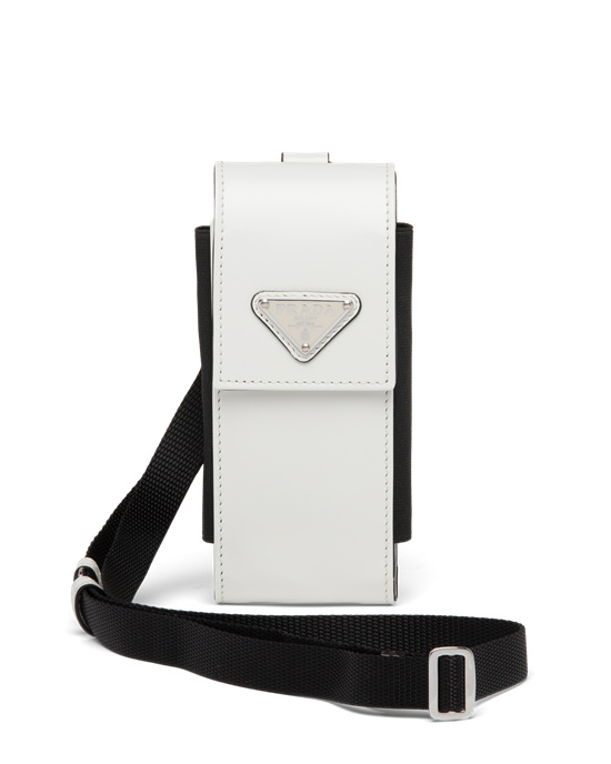 Prada Brushed Leather Smartphone Case White | 7354HKZMR