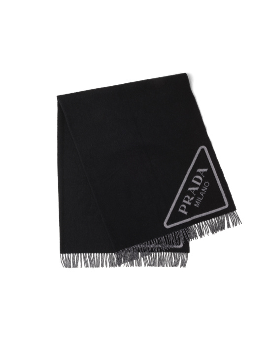 Prada Double Cashmere Throw Black / Gray | 6138HUTFE