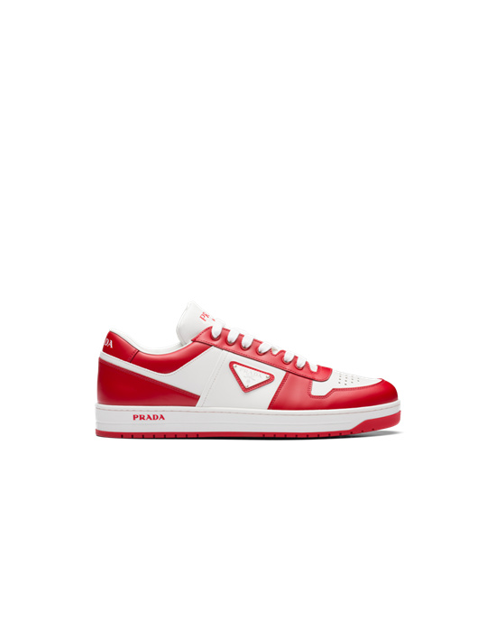 Prada Downtown Leather Sneakers White / Lacquer Red | 3514NCGRL