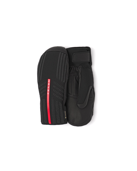 Prada Gore-tex, Leather And Knit Ski Mittens Black | 8659NZWSC