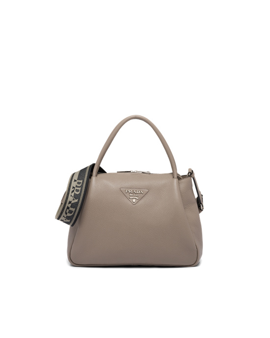 Prada Large Leather Handbag Clay Gray | 8361IYURV