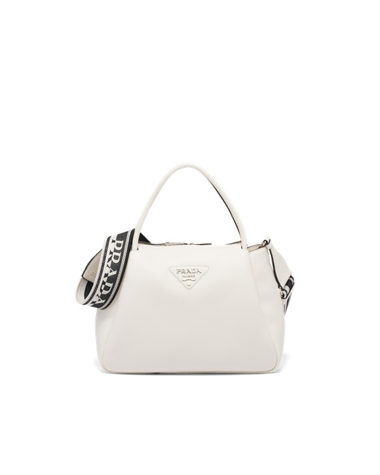 Prada Large Leather Handbag White | 7324RKBZM