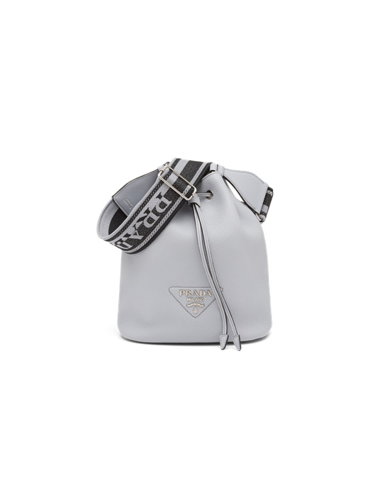 Prada Leather Bucket Bag Cornflower | 0854IPGZL