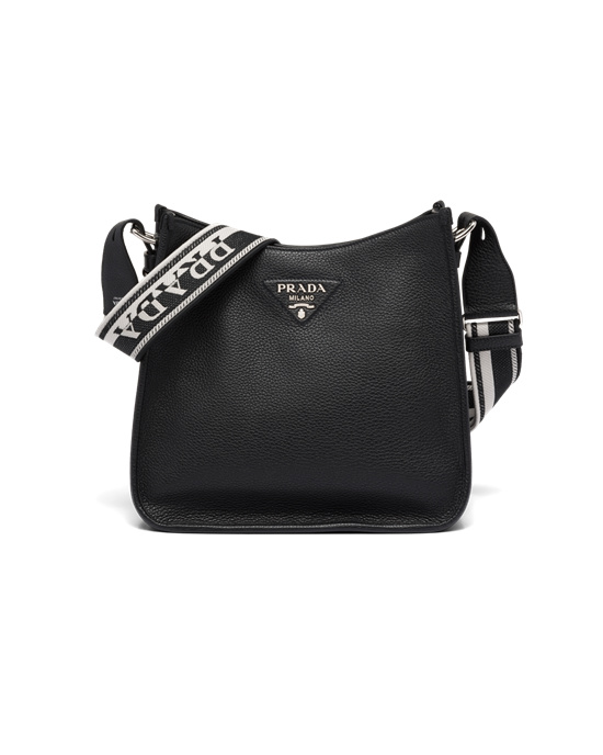 Prada Leather Hobo Bag Black | 9013WHPQO