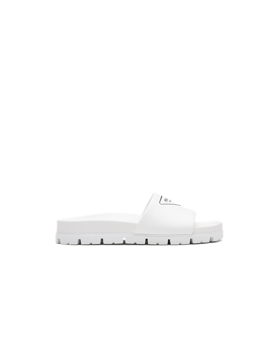 Prada Leather Slides White | 1409URXDL