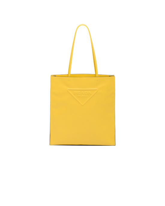 Prada Leather Tote Bag Sunny Yellow | 4258GDHWR