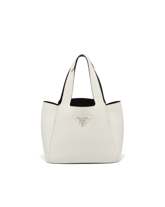 Prada Leather Tote Chalk White | 9713SJRDE