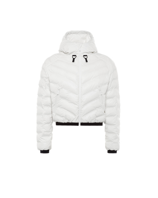 Prada Light Nylon Hooded Puffer Jacket White | 9730ZVRCE