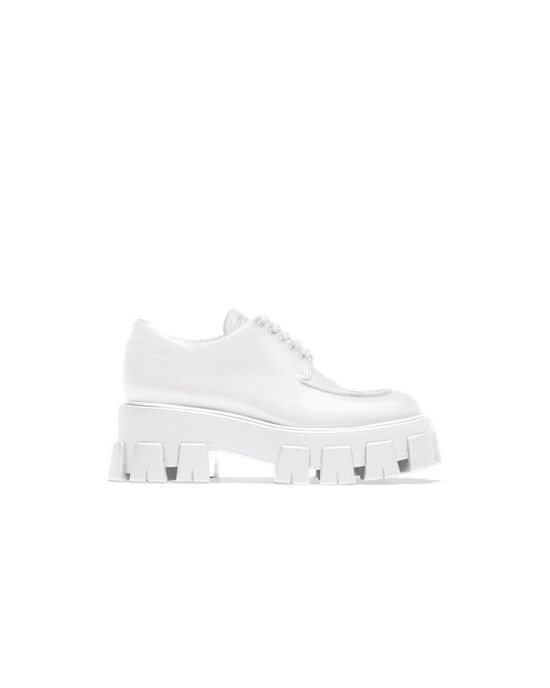 Prada Monolith Brushed Leather Lace-up Shoes White | 8697LITBH