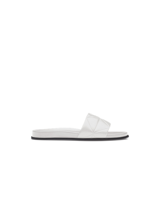 Prada Nappa Leather Slides White | 9176NFBCM