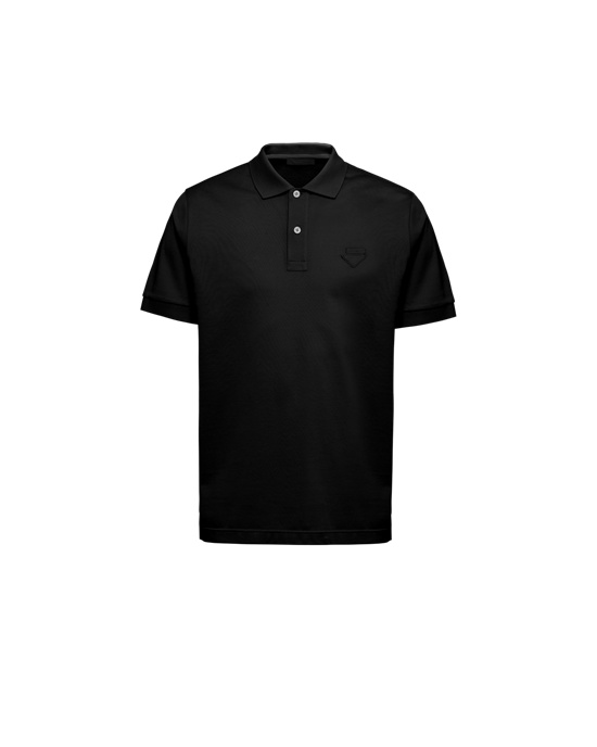 Prada Piqué Polo Shirt Black | 2798ECJBG