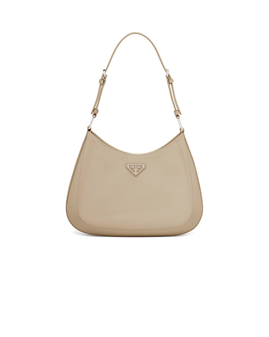 Prada Prada Cleo Brushed Leather Shoulder Bag Desert Beige | 4819HYMDL