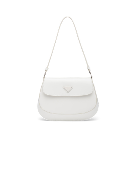 Prada Prada Cleo Brushed Leather Shoulder Bag With Flap White | 6309AYQNW