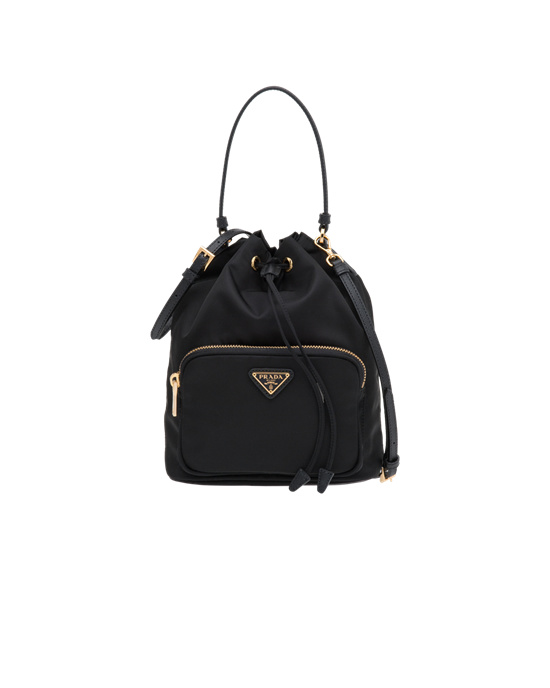 Prada Prada Duet Re-nylon Bucket Shoulder Bag Black | 0432QLYDA