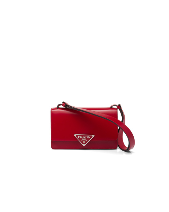 Prada Prada Emblème Brushed-leather Bag Scarlet | 3218KJFDU