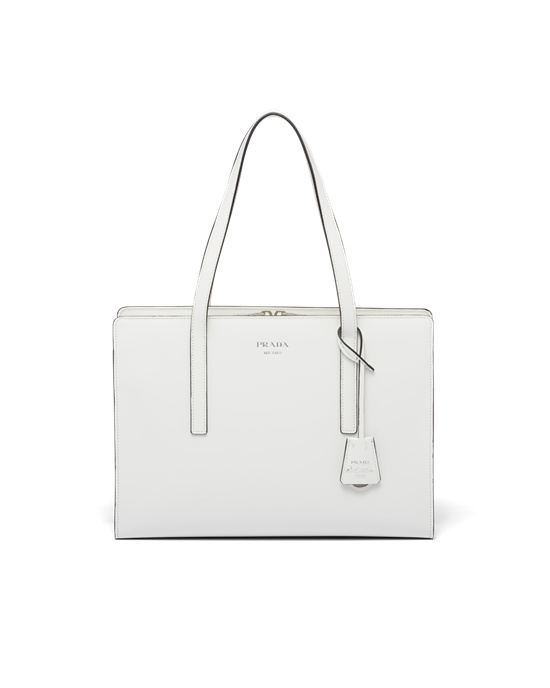 Prada Prada Re-edition 1995 Brushed-leather Medium Handbag White N | 8264QEKXT