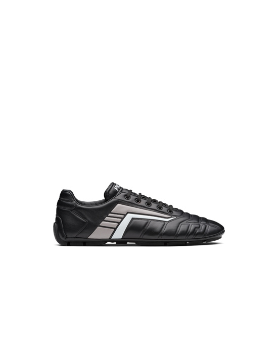 Prada Prada Rev Leather Sneakers Black / Gray | 9162GQEBU