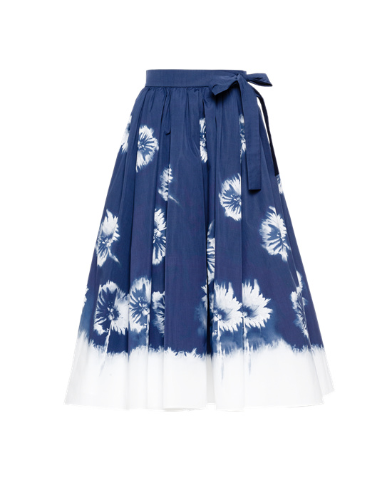 Prada Printed Poplin Skirt Navy | 6245KOFXJ