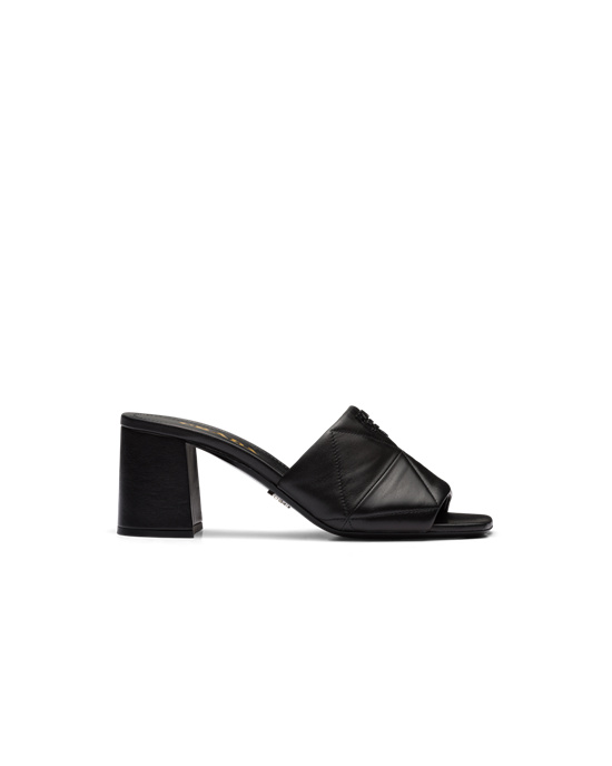 Prada Quilted Nappa Leather Heeled Sandals Black | 0372LPQUW