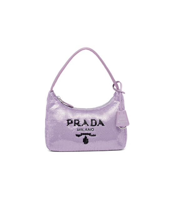 Prada Re-edition 2000 Sequined Re-nylon Mini-bag Lilium / Black | 4789FSRKO